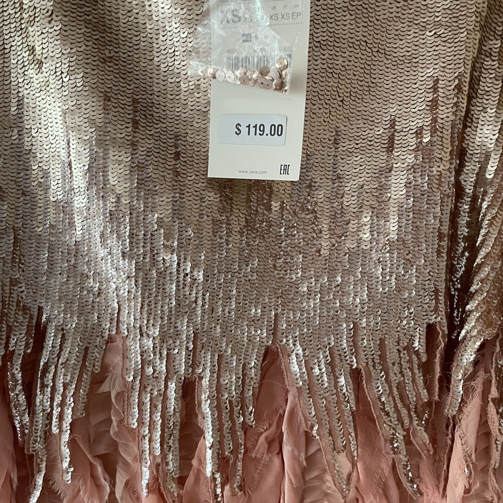 ZARA SEQUIN FEATHER SKIRT - Picture 3 of 3